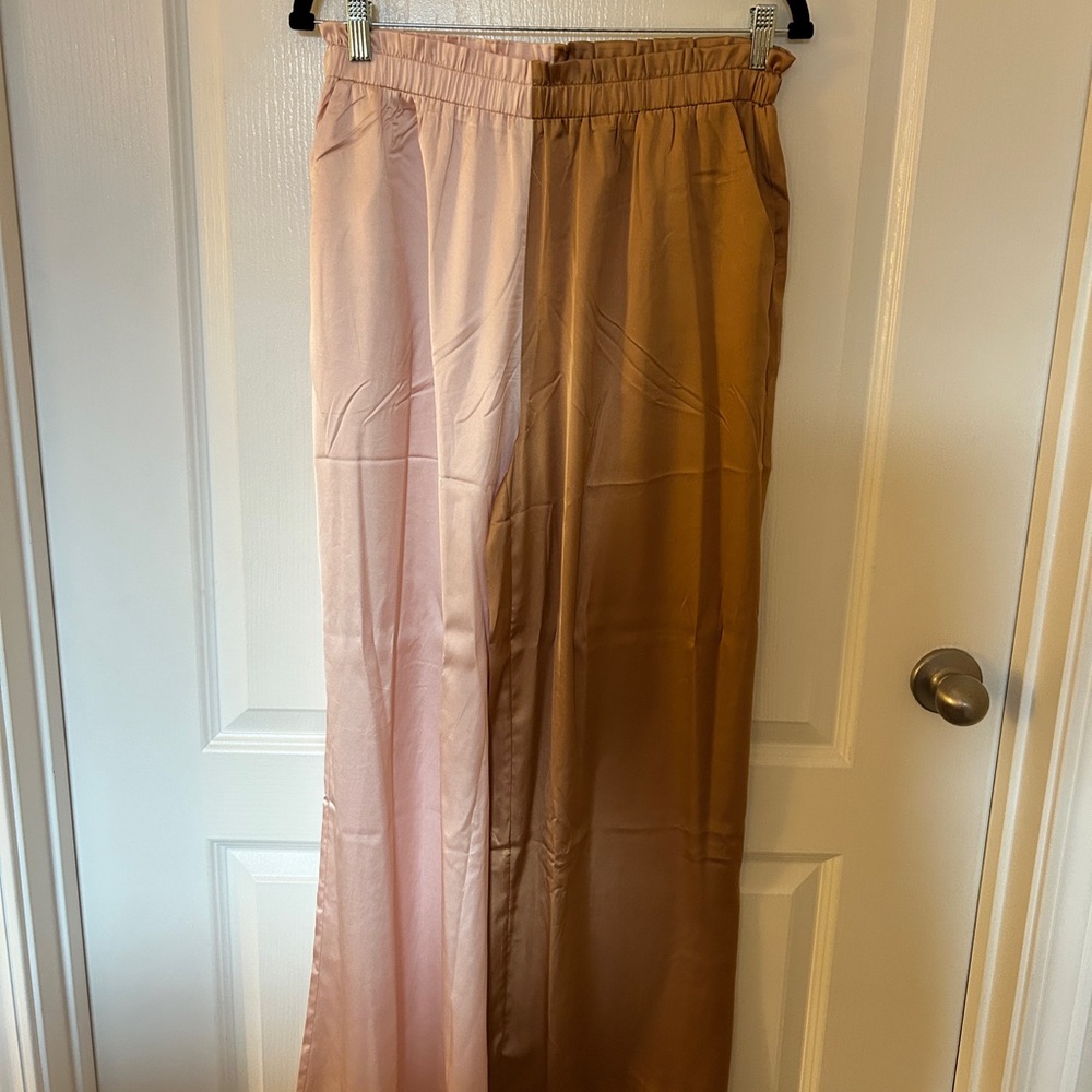 Silk two tone wide leg pants